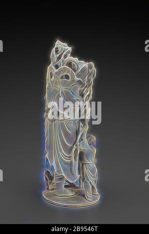 Figural Group, ivory, 10 in., Asian Art, Reimagined by Gibon, design of warm cheerful glowing of brightness and light rays radiance. Classic art reinvented with a modern twist. Photography inspired by futurism, embracing dynamic energy of modern technology, movement, speed and revolutionize culture. Stock Photo