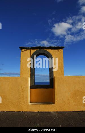 windows from the Fortaleza de Sao Joao Baptista do Pico, Funchal, Madeira, Portugal Stock Photo