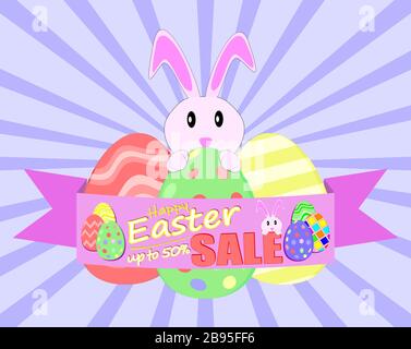 Vector illustration on happy Easter and promotional sale Stock Vector