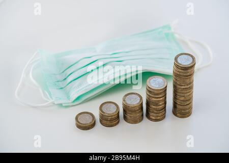 Respiratory Mask Rising Price During Coronavirus Panic Stock Photo