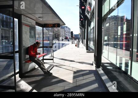 London, UK. 23rd Mar 2020. Very quiet London streets during Coronavirus outbreak, UK London, UK. 23rd Mar, 2020. Credit: Nils Jorgensen/Alamy Live News Stock Photo