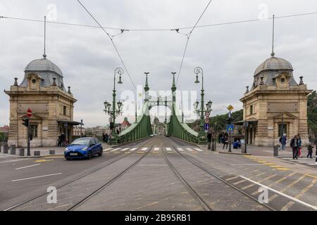 Budapest, Hungary - 27 April 2019: The Liberty Bridge in Budapest Stock Photo