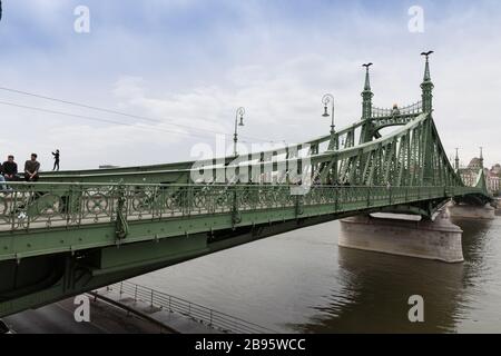 Budapest, Hungary - 27 April 2019: The Liberty Bridge in Budapest Stock Photo