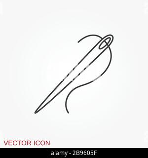 Needle icon, vector sewing symbol or element for design Stock Vector