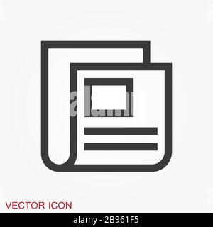 Newspaper icon vector. Symbol of news. Flat design. Stock Vector