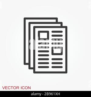 Newspaper icon vector. Symbol of news. Flat design. Stock Vector