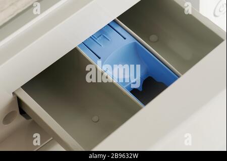 Plastic empty drawer container macro close up view