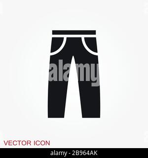 Pants icon. solid fill vector icons set as flat icons Stock Vector