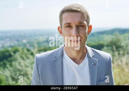 Portrait of serious young businessman Stock Photo