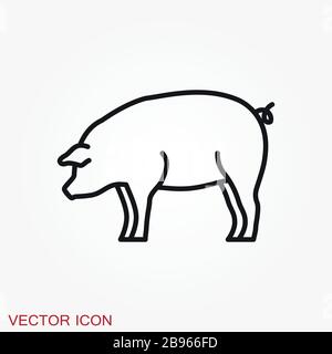 Pig icon in minimal style, isolated on background. Stock Vector