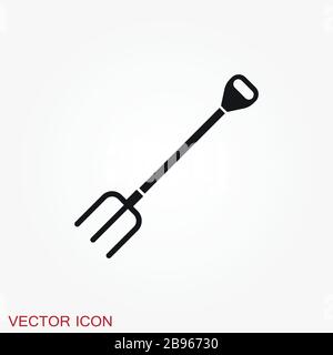 Pitchfork icon in flat style isolated on background. For your design, logo. Vector illustration. Stock Vector