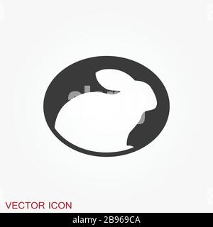 Rabbit icon vector, design on background, Rabbit Logo for your design. Animal. Stock Vector