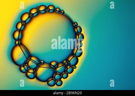 Closeup shot of foam bubbles from soap or shampoo washing. Stock Photo