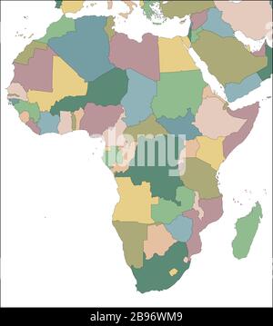 Map of the Africa continent with countries Stock Vector