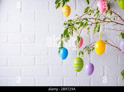 Traditional Easter tree with eggs Stock Photo