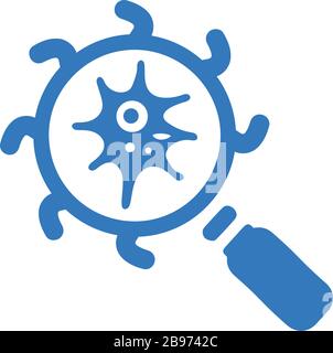 Beautiful, meticulously designed Find virus icon, search bacteria, danger detection. Well organized and fully editable Vector icon for vector stock an Stock Vector