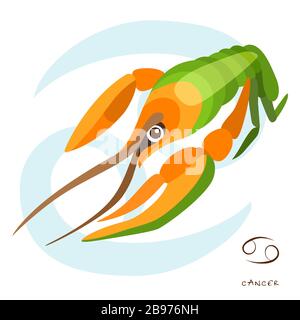 Cancer zodiac sign, horoscope, Cancer constellation, illustration Stock Vector