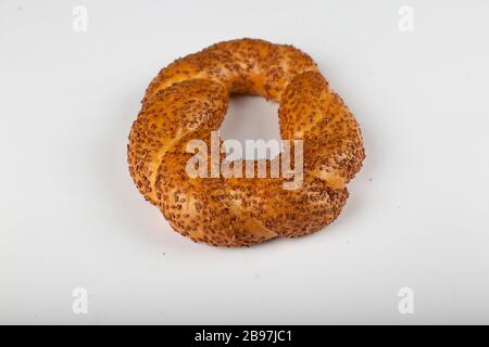 Bagel on table with white background Stock Photo
