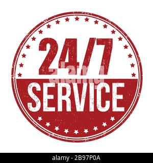 24/7 service sign or stamp on white background, vector illustration Stock Vector