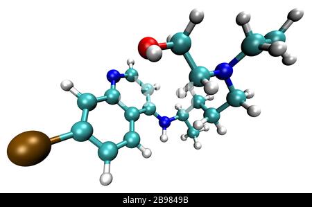 3D structure of Hydroxychloroquine, a substance active against the COVID-19 coronavirus and malaria Stock Photo