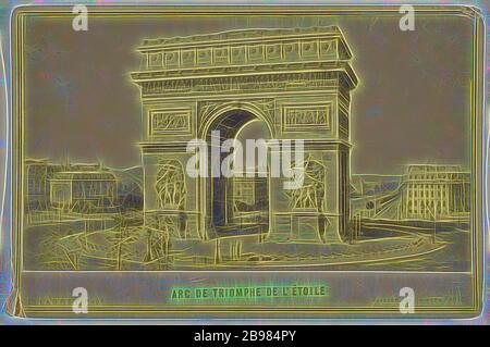 Arc De Triomphe De L'Etoile, Ernest Ladrey (French, active Paris, France 1860s), about 1875, Albumen silver print, Reimagined by Gibon, design of warm cheerful glowing of brightness and light rays radiance. Classic art reinvented with a modern twist. Photography inspired by futurism, embracing dynamic energy of modern technology, movement, speed and revolutionize culture. Stock Photo