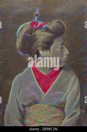 日本画 女性の衣装 A beautiful Japanese lady using an occidental gown. Mids 1890s.