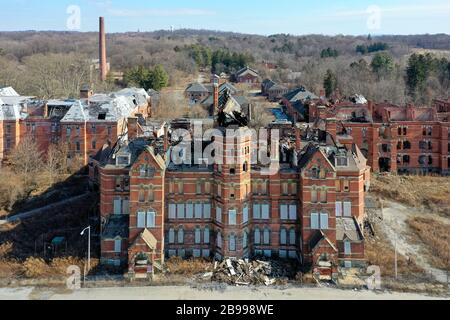 The Hudson River State Hospital, is a former New York state psychiatric hospital which operated from 1873 until its closure in the early 2000s. Stock Photo