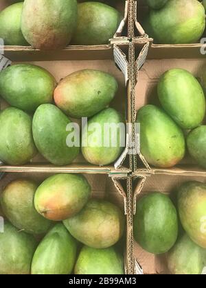 Boxes with vegetables and fruits on shelves of supermarket, sale Stock ...
