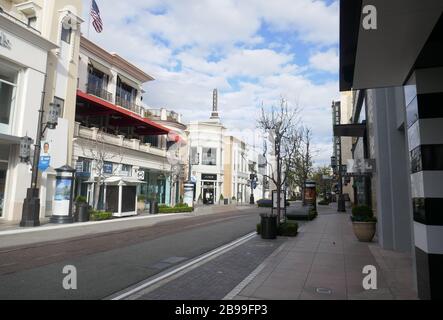 Los Angeles, USA 23rd March 2020 A general view of atmosphere of The Grove empty with closed stores due to coronavirus outbreak and people practicing social distancing on March 23, 2020 in Los Angeles, California, USA. Photo by Barry King/Alamy Live News Stock Photo