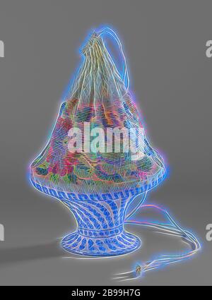 Netted Reticule Reticule in a basket model, made of ecru colored knitted cotton, the ...