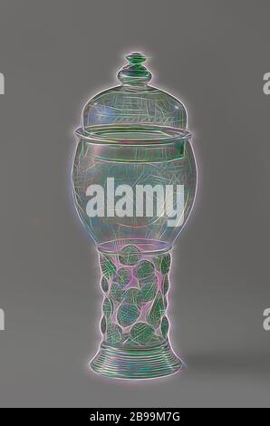 Roemerk with The Lamb of God and flower and leaf motifs, Roeemer of green glass with four rows of burr buds on the trunk. On the separation of the chalice and the stem a pinched band. The chalice is decorated with a diamond engraving with a representation of the Mystic Lamb in a medallion and a four-line German text: ALLEIN AUFF GOTT SETS DEIN VERTRAUEN, AUFF MENSCHEN HILFF SOLLEN NICHT BAUEN, GOTT IST ALL OF THE GLAUBEN HELLT, SONST IST KEIN GLAUB MEHR DOES. Below: Ao 1659. Between Medallion and inscription Renaissance and flower designs and leaf motifs. Along the top and bottom of the cup th Stock Photo