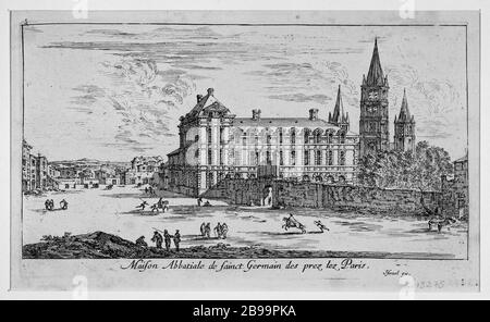 ABBEY HOUSE OF SAINT-GERMAIN-DES-PRES Israël Silvestre (1621-1691) et Israël Henriet (1590-1661). 'Maison Abbatiale de Saint-Germain-des-Prés'. Eau-forte, 1650-1660. Paris, musée Carnavalet. Stock Photo