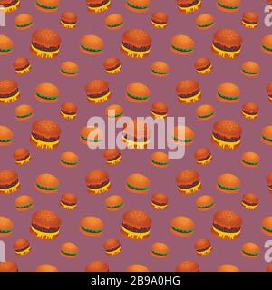 hamburger seamless pattern vector illustration background Stock Vector