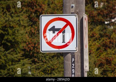 No left turn sign Stock Photo