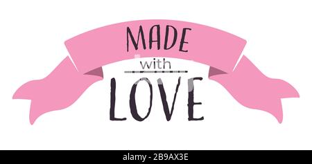 Made with love, handmade gifts shop, isolated icon Stock Vector