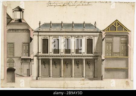 ELEVATION AND PROFILE OF THE HOTEL D'EVREUX, PLACE VENDOME Jean-Michel Chevotet (1698-1772). 'Elevation et profil de l'Hôtel d'Evreux, Place Vendôme, vers 1725'. Plume et lavis. Paris, musée Carnavalet. Stock Photo