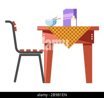 Cereal porridge, morning breakfast on table, isolated icon Stock Vector