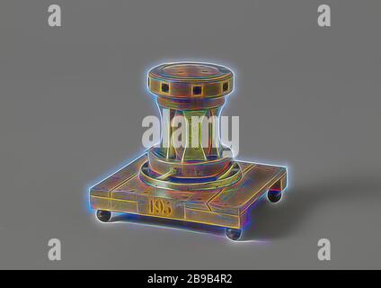 Model or a capstan. Model of a capstan in a wooden frame of two levels ...