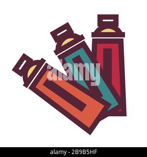 Art equipment, oil or acrylic paint in tubes, isolated icon Stock Vector