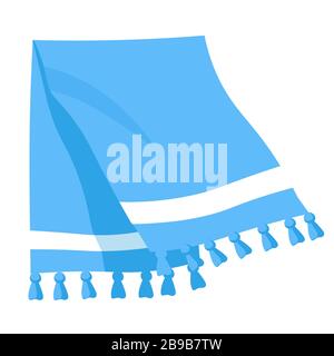 Towel for kitchen or clean cotton with tassels, isolated icon Stock Vector