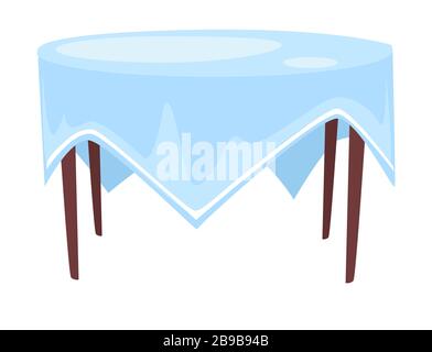 Tablecloth on round table isolated icon, cafe or restaurant Stock Vector