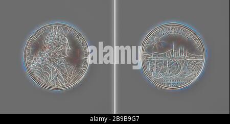 Relieved of Barcelona, Silver Medal. Front: man's bust inside the inside.  Reverse: view of the city of Barcelona and harbor with pier, during sun  eclipse within a circle, cut off: inscription, lace