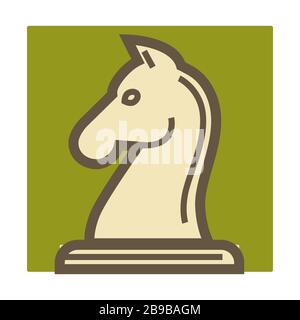 Chess game isolated icon, intellectual game, knight figure Stock Vector