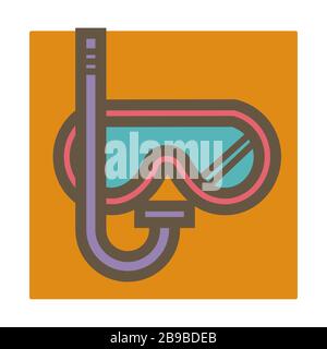 Diving sport or hobby isolated icon, underwater swimming Stock Vector