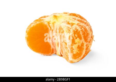 Peeled mandarin slices isolated on white background Stock Photo