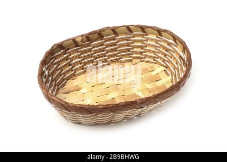 Wicker basket for food isolated on white background Stock Photo