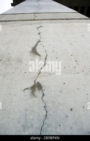 A crack in a support column of the West Seattle Freeway bridge, Seattle, Washington 2009 Stock Photo