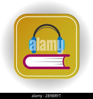 Vector icon, headphones and book. Stock illustration for websites, applications and logos. Stock Vector
