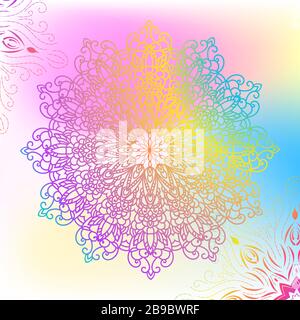 Mandala on gradient background. Round Ornament Pattern. Indian. Arabic, Islam ornament, Buddhism culture symbol Stock Vector