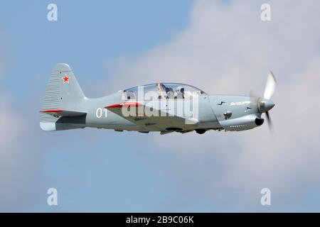 Yakovlev Yak-152 military training aircraft in flight. Stock Photo